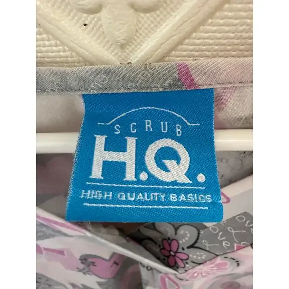 Scrub HQ 2 XL Scrub Top Cancer pinks short sleeve 28" pit to pit v-neck 3 pocket - Picture 2 of 10